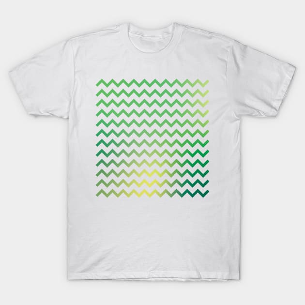 Chevron Stripes Natural Green and Yellow Gradient T-Shirt by murialbezanson